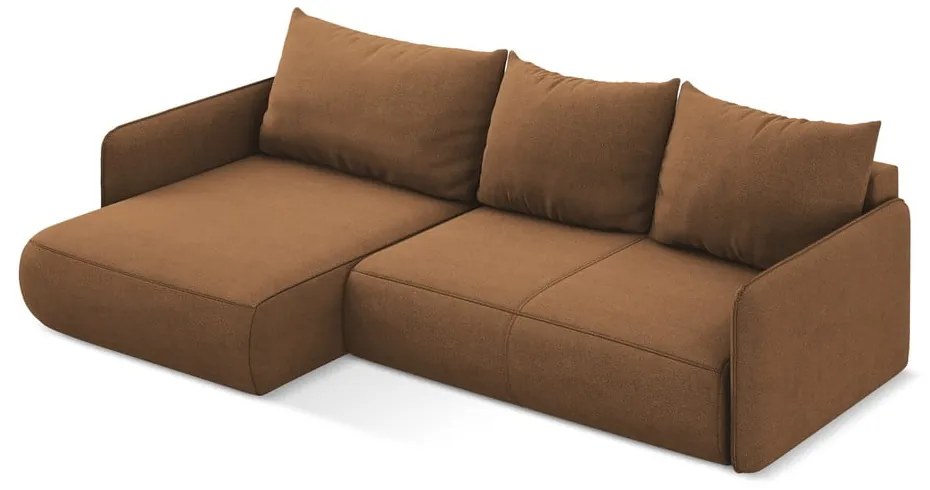 Оранжев разтегателен ъглов диван с място за съхранение (ляв ъгъл) Nanea – Makamii