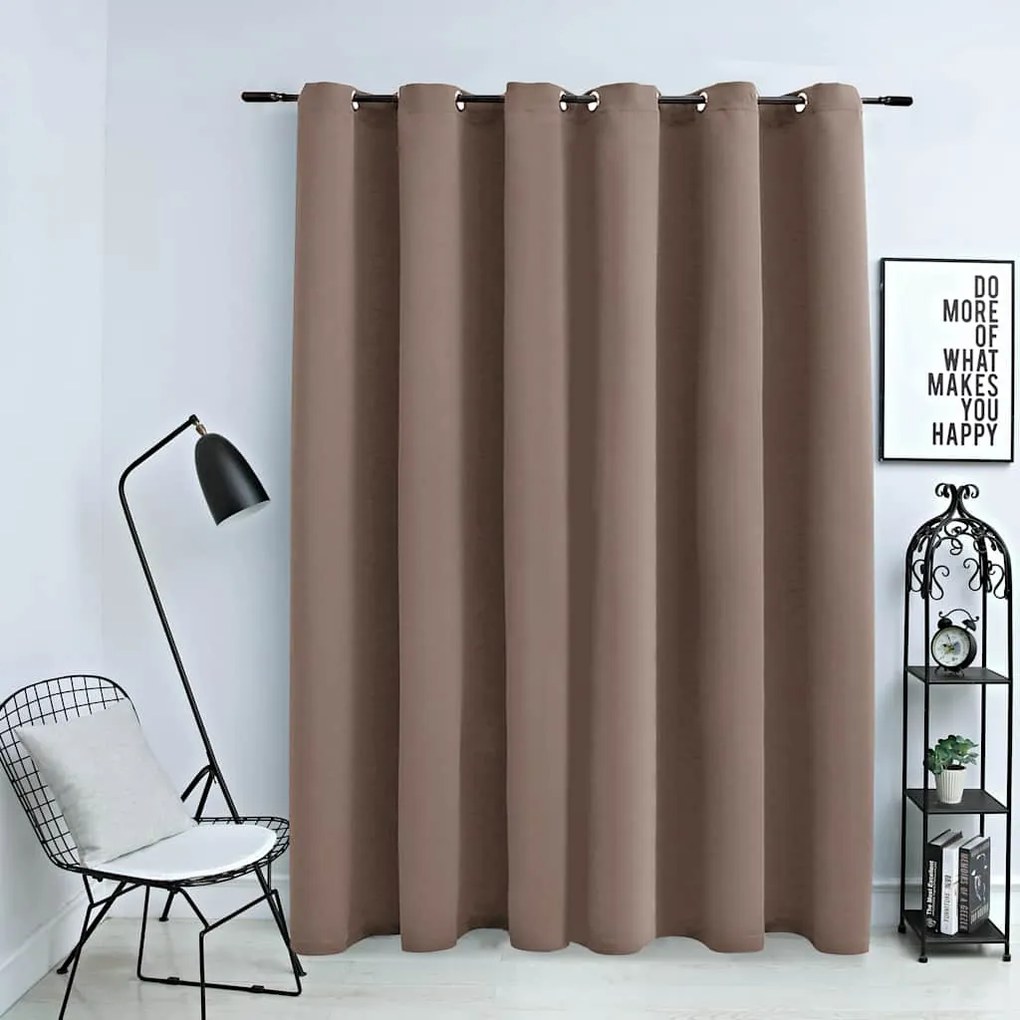 134437 vidaXL Затъмняваща завеса с метални халки, таупе, 290x245 см