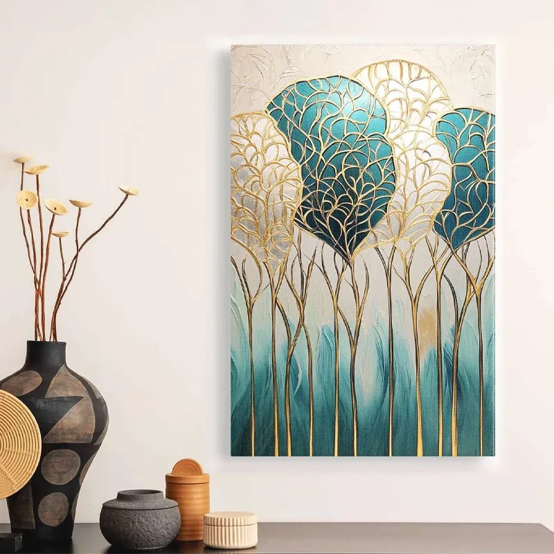 Картина „Golden Leaves“ върху платно с дигитален печат, размери 70 × 100 × 3 см.