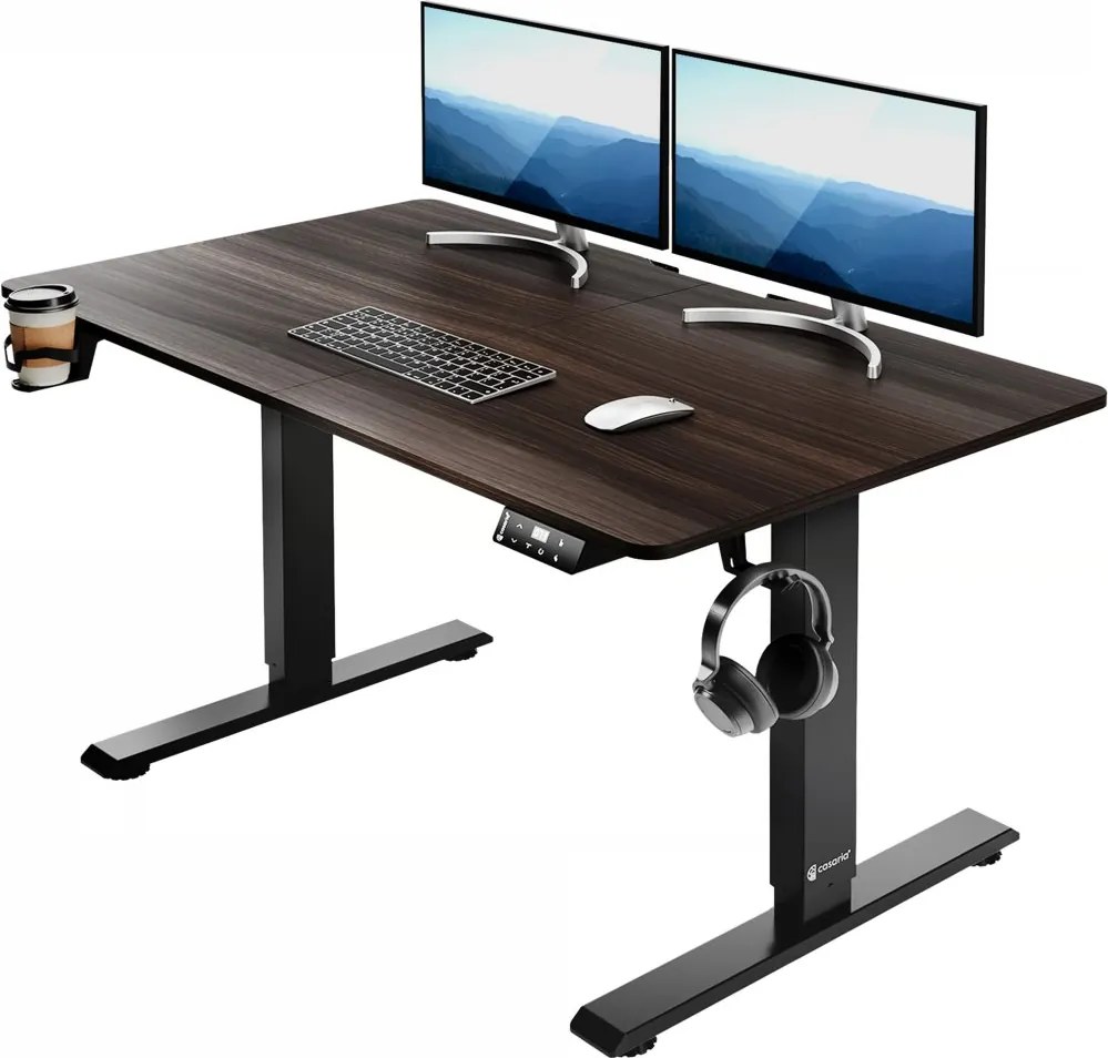 Електрическо бюро с регулиране на височината 110 x 60 см x 73–118 см с LCD дисплей Бял