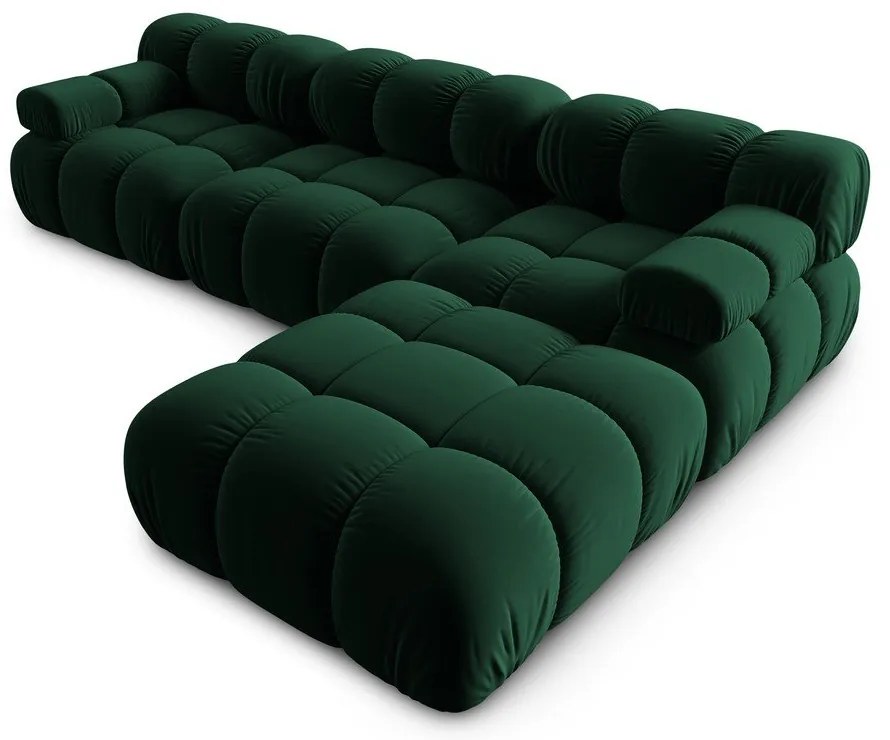 Зелен ъглов диван от кадифе Bellis - Micadoni Home