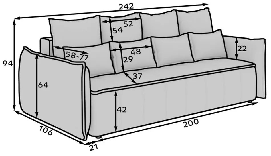 Син шенилов разтегателен диван с място за съхранение 242 cm Weltton – ELTAP
