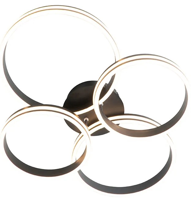 Таванна лампа черна с LED 3-степенен димер 4-светлина - Navara