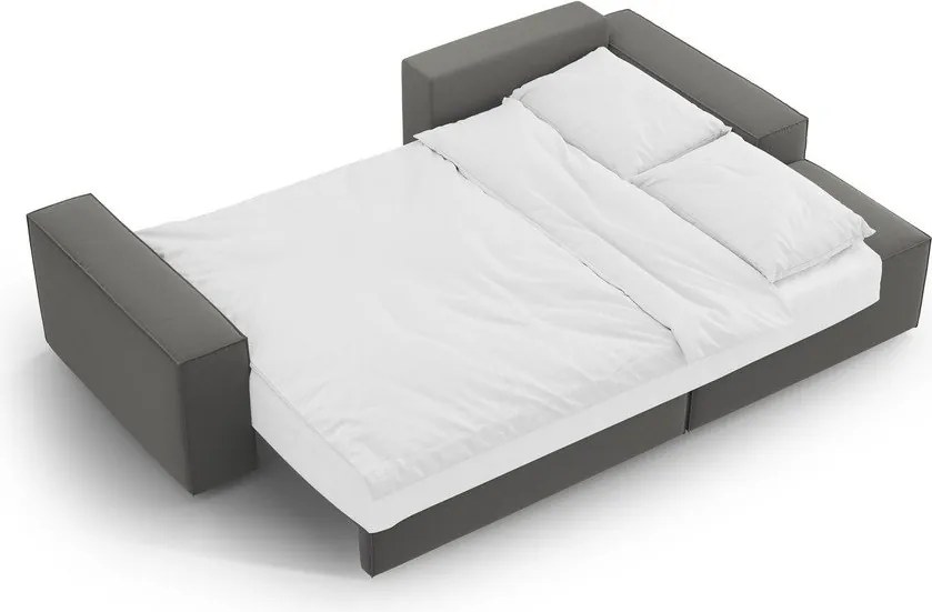 Светлосив кадифен разтегателен с място за съхранение ъглов диван (десен ъгъл) Jodie – Micadoni