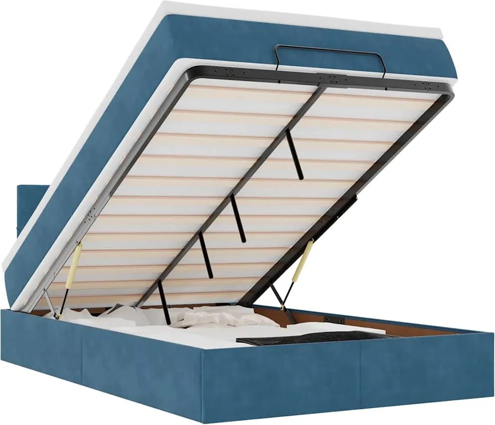 3311769 vidaXL Османска легло с матрак, тъмносиньо, 120x200 см, кадифе