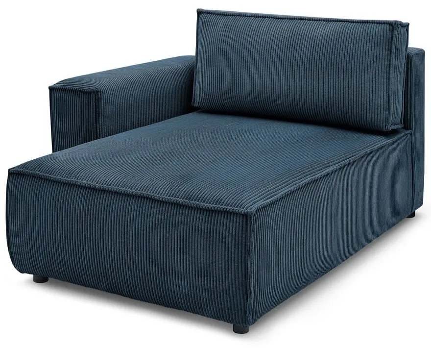 Тъмносин модул за диван от велур, ляв ъгъл Nihad modular – Bobochic Paris