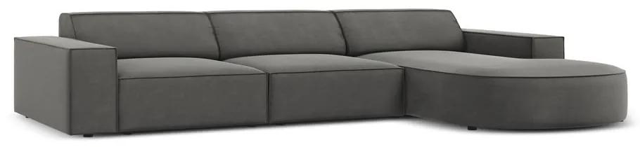Ъглов диван от сиво кадифе (десен ъгъл) Jodie - Micadoni Home