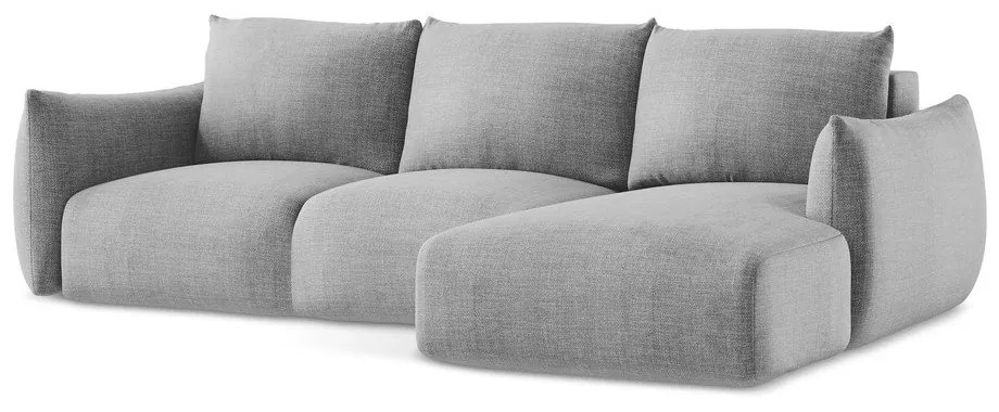 Светлосив сгъваем ъглов диван (десен ъгъл) Leila – Makamii