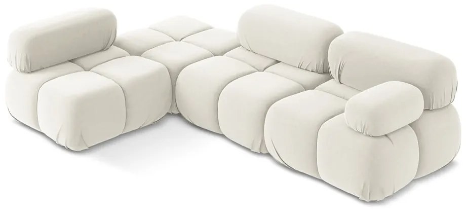 Бял кадифен модулен ъглов диван (ляв ъгъл) Lokua – Makamii