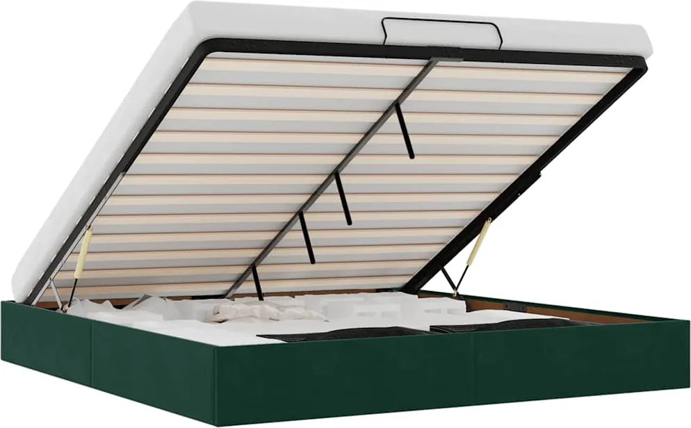 3310976 vidaXL Османска рамка за легло без матрак тъмнозелена 160x200см кадифе