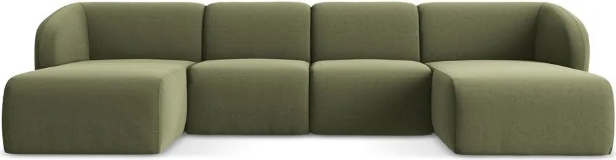 Зелен кадифен ъглов диван (U форма) Lani – Makamii