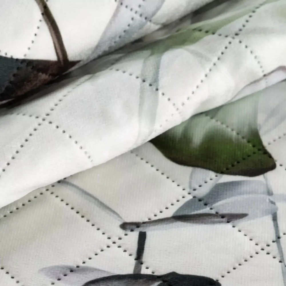 Кадифено ватирано одеяло - модел на тропически листа от монстера Ширина: 220 см | Дължина: 240 см