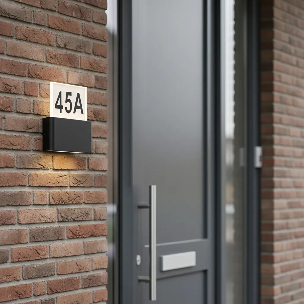 Външна стенна лампа черна с LED за номера на къщи IP54 - Kandi