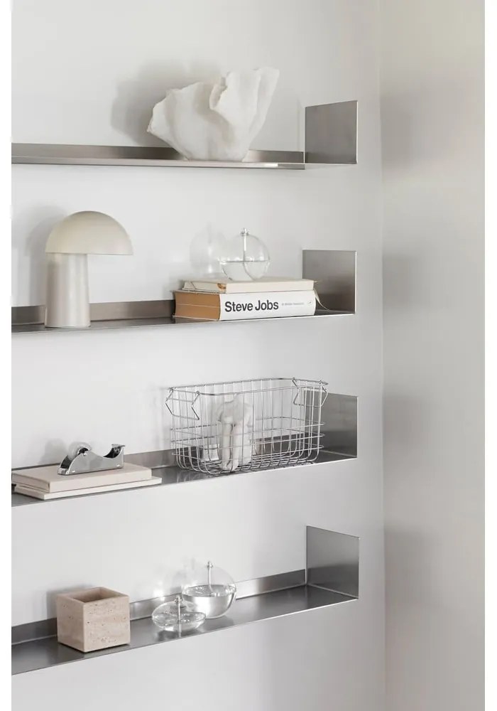 Стоманен стенен рафт в матово сребрист цвят 80,5 cm Float – Mette Ditmer Denmark