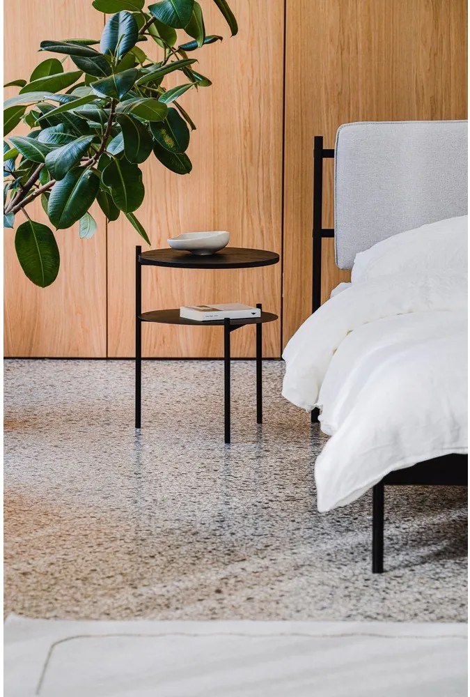 Черно нощно шкафче с дъбов плот Tu – noo.ma