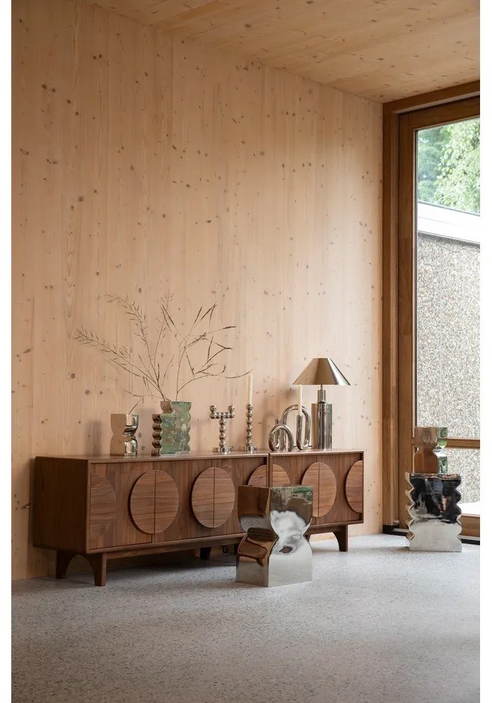 Кафяв нисък скрин от декор от орех 120x58 cm Groove – Zuiver