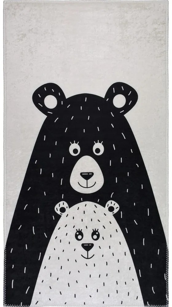 Черно-бял детски килим подходящ за пране 160x230 cm Bear Family – Vitaus