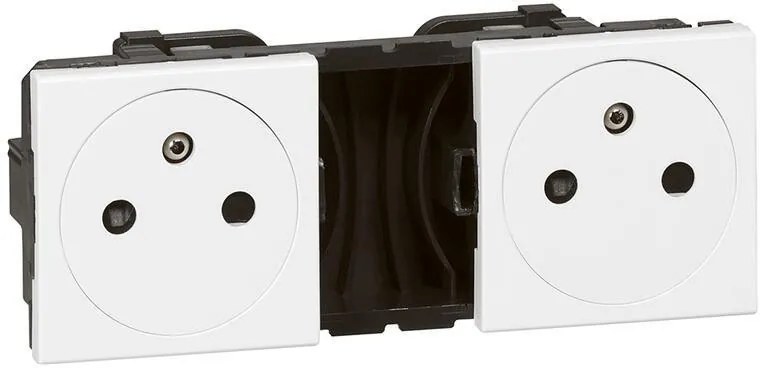 Legrand Контакт ФРЕНСКИ стандарт ДВОЕН плосък 2х2 мод. цвят бял Mosaic  - 077134