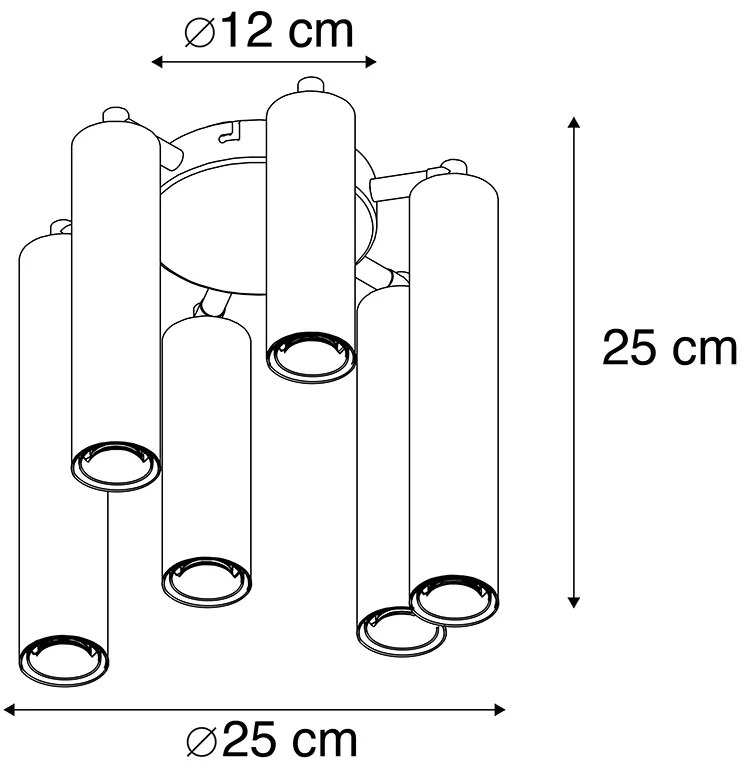 Таванна лампа в стил арт деко златиста 6-лампова -Tubi