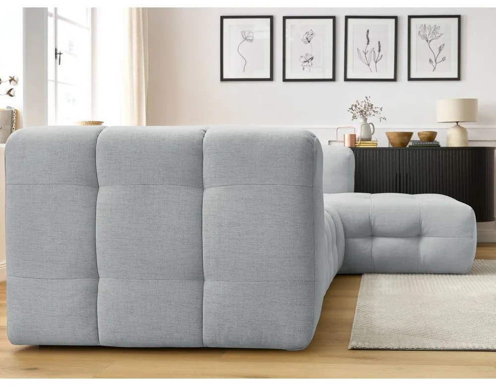 Светлосив ъглов диван (десен ъгъл) Cloud – Bobochic Paris