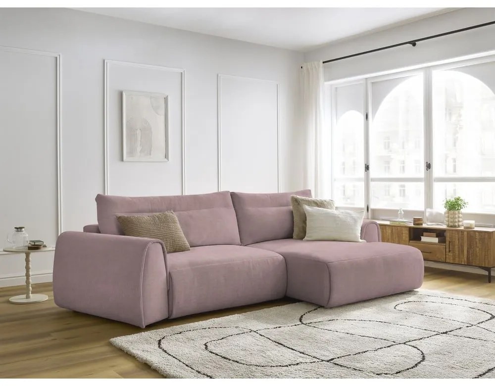 Светлорозов ъглов диван Aden – Bobochic Paris