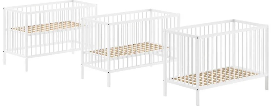 Бяло детско креватче от масивен бор 60x120 cm DINO – Vipack