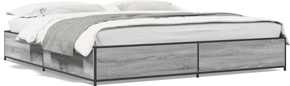 3279825 vidaXL Рамка за легло, сив сонома, 200x200 см, инженерно дърво и метал