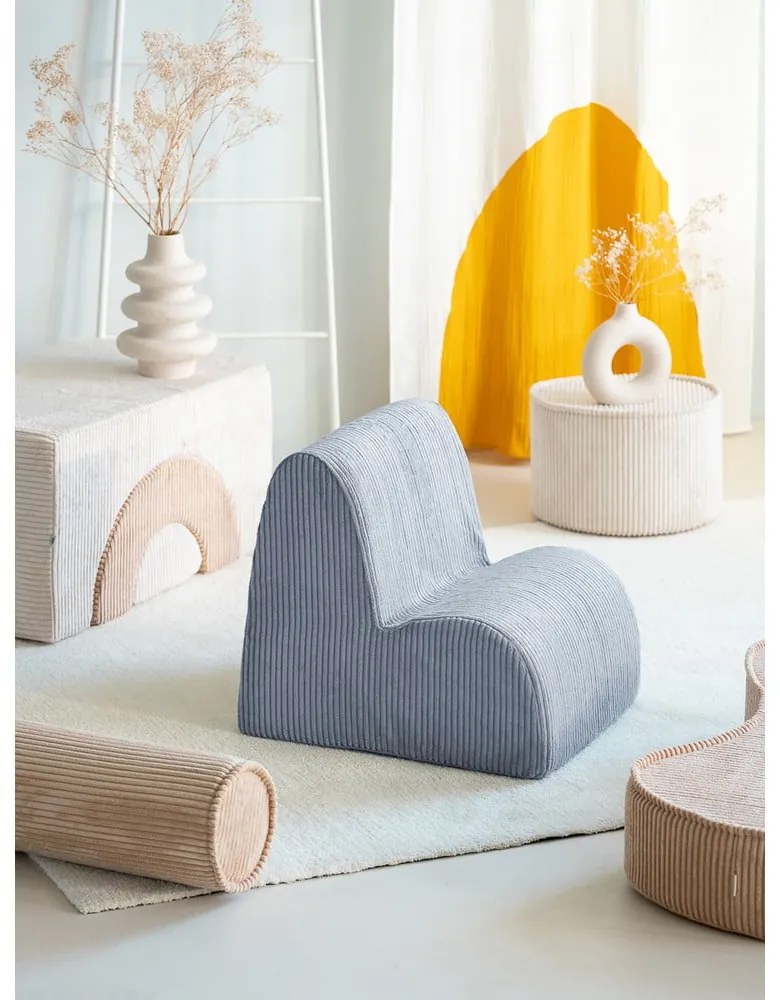 Син детски стол от рипсено кадифе Cloud – Wigiwama