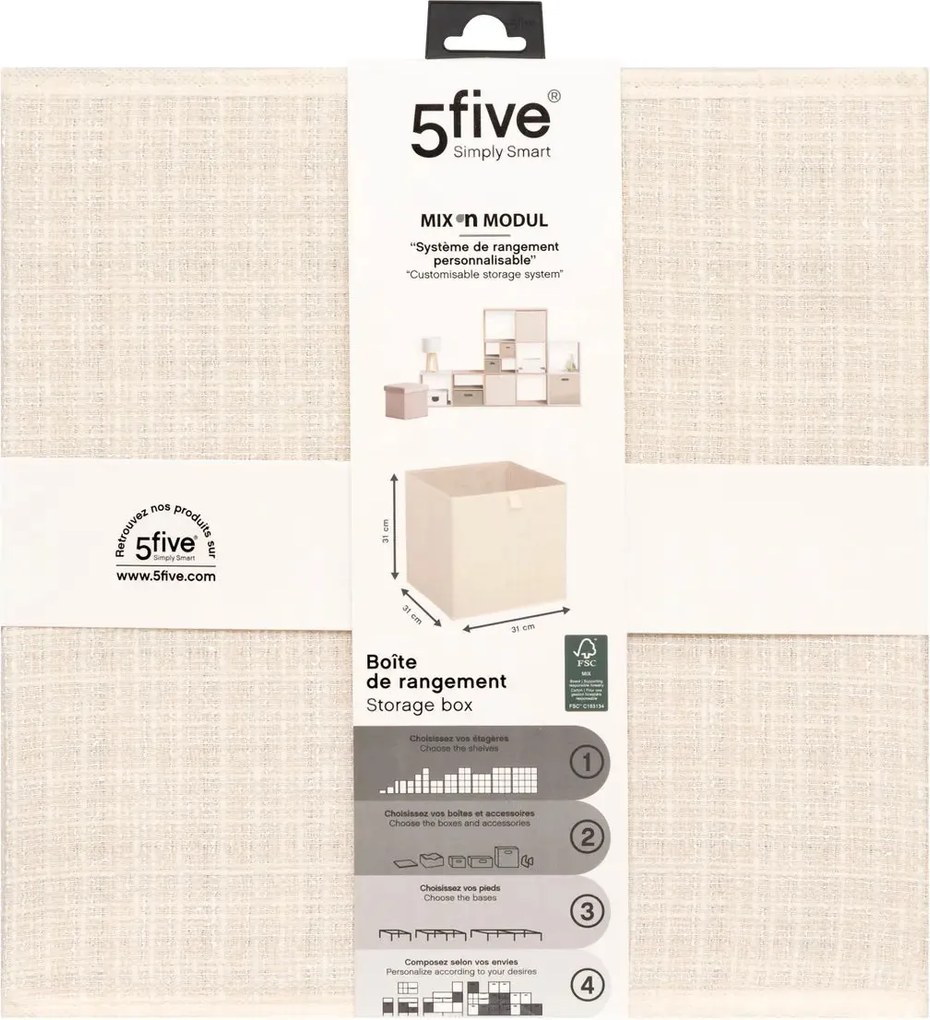 Кутия за съхранение 5five Mix & Modul, Туид, 31x31 cm - Черен