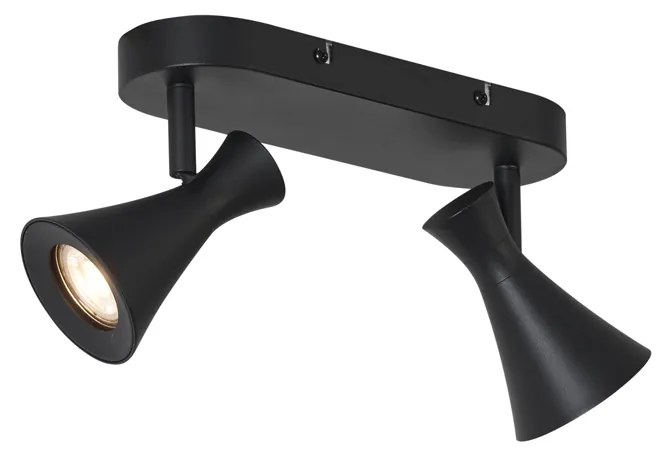 Модерен таванен прожектор черен 2-светлини регулируем - Triangle