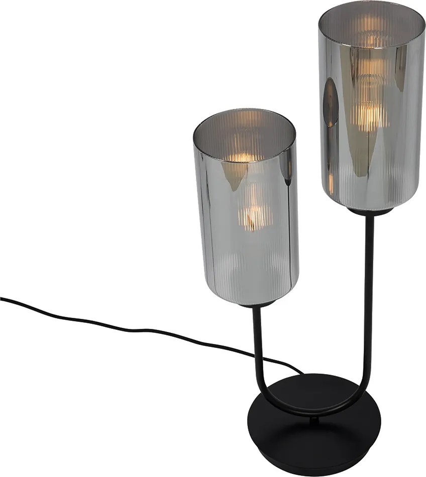 Смарт настолна лампа черна с димно стъкло 2 светлини вкл. 2 Wifi ST64 - Laura