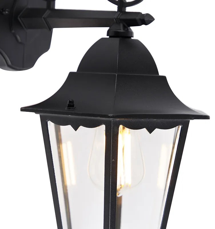 Класически външен стенен фенер черен IP44 - Havana Down