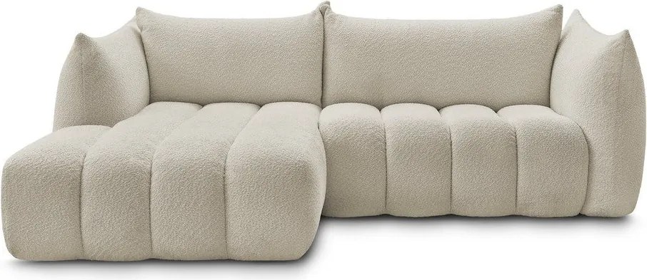 Бежов ъглов диван от прежда с примки от букле (ляв ъгъл) Azra – Bobochic Paris