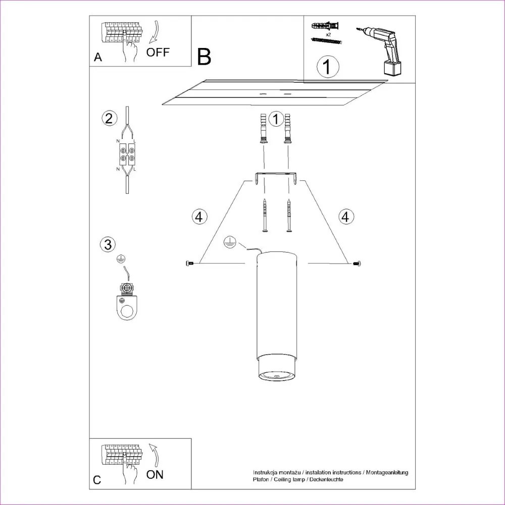Осветително тяло за таван в черен и златист цвят Crown – Sollux
