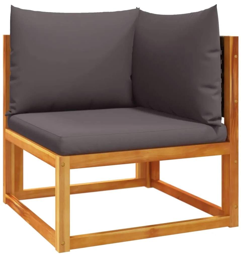 4008172 vidaXL Ъглов градински диван с възглавници, дърво, акация и ратан