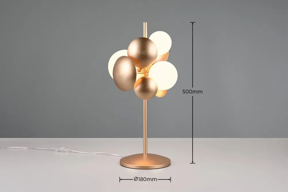 Настолна лампа със стъклен абажур в златисто и бяло (височина 50 cm) Bubble - Trio Select