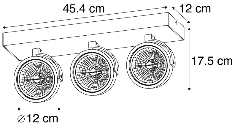 Дизайнерски прожектор сив регулируем 3-светлина - Go