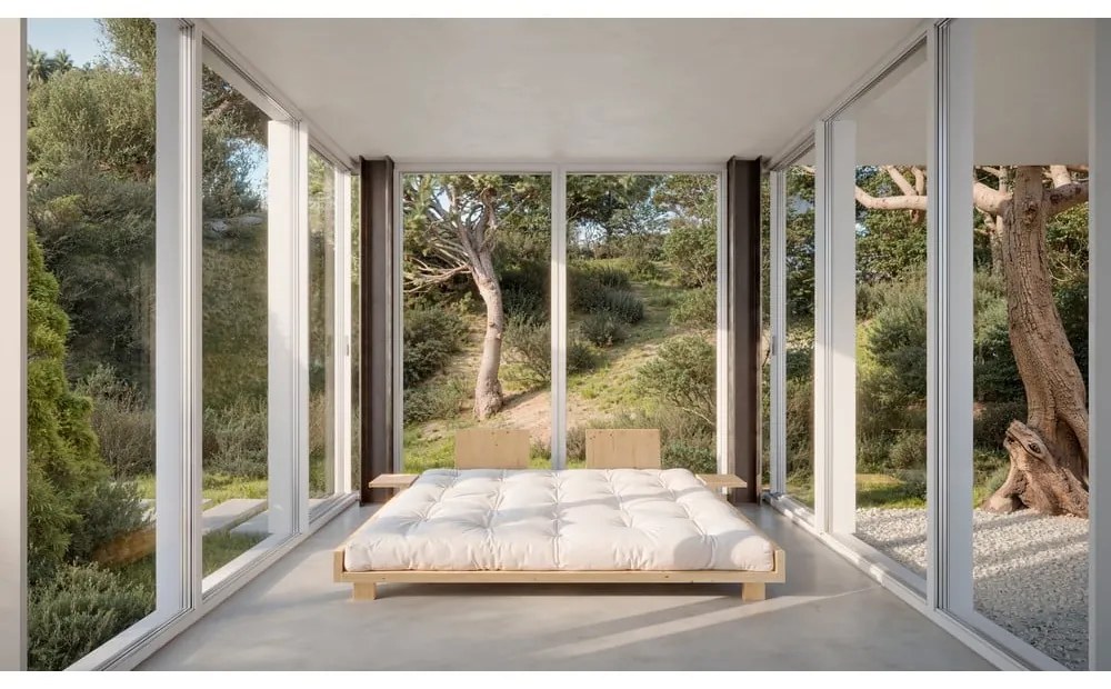 Двойно легло от масивен бор с включена подматрачна рамка в естествен цвят 180x200 cm Social Bed – Karup Design