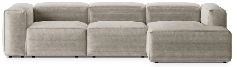 Бежов ъглов диван от рипсено кадифе (десен ъгъл) Bergamo – Cosmopolitan Design