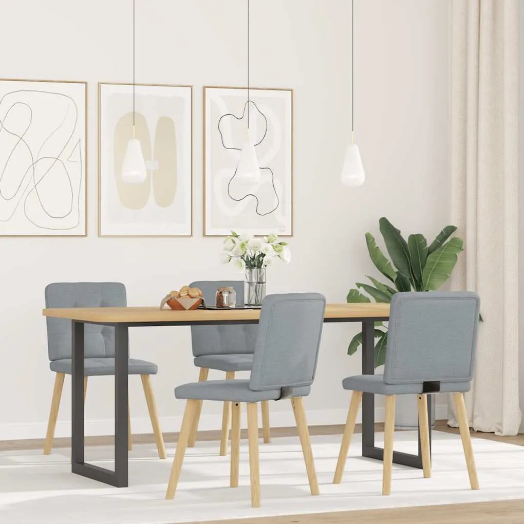 3315168 vidaXL Трапезни столове, 4 бр, светлосиви, текстил