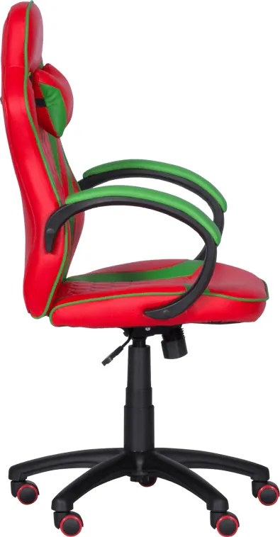 Геймърски стол с футболни мотиви Carmen 6304, До 100 кг, Еко кожа, Регулиране на люлеенето, Силиконови колелца, Червен/зелен