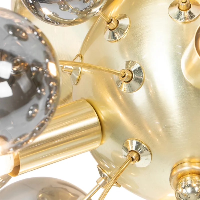 Дизайнерски таванна лампа месинг с опушено стъкло 4-светлина - Explode