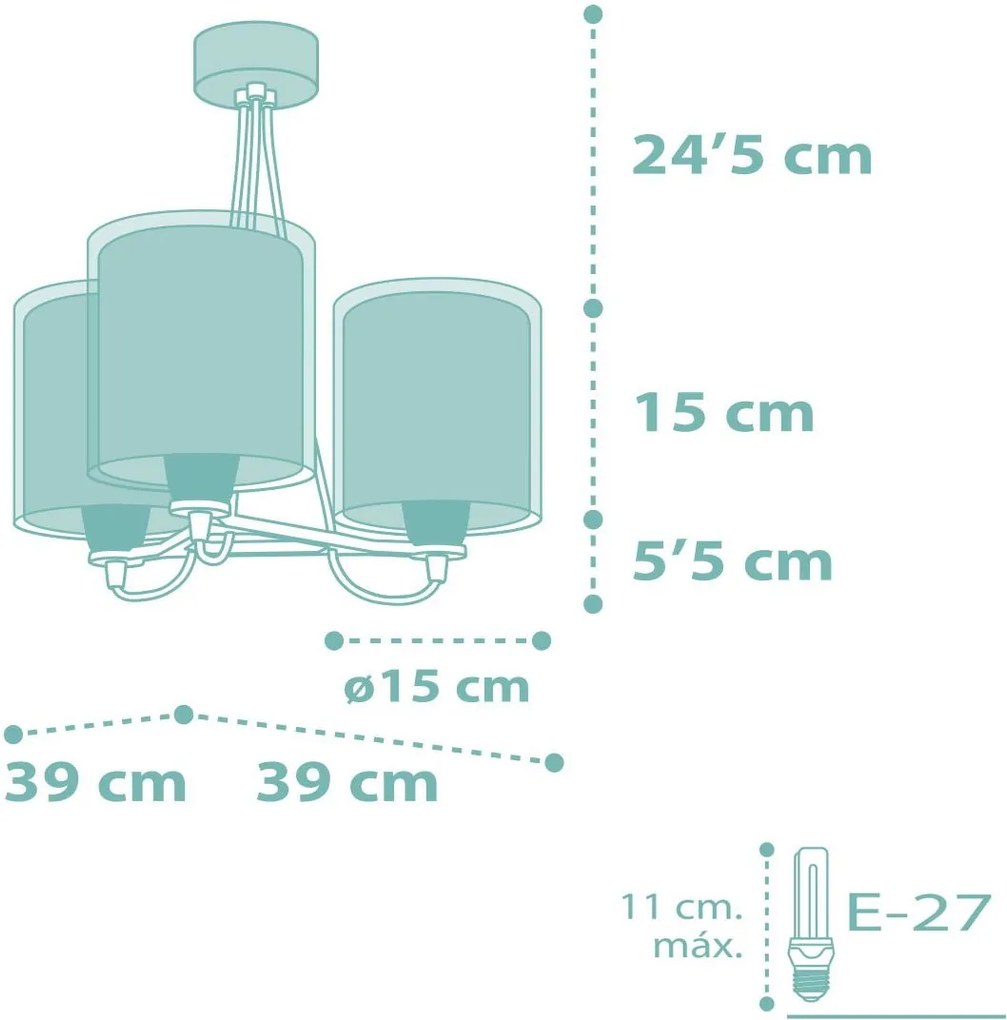 Полилей Ango Dots три светлини-зелен