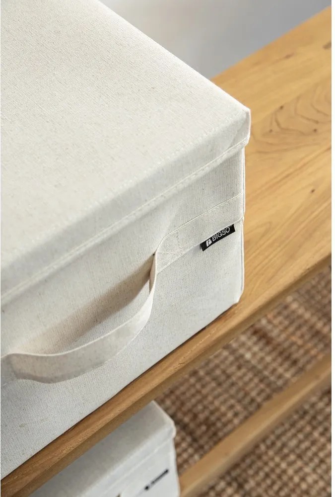 Бежова текстилна кутия за съхранение с капак 31x41x22 cm Soft Storage Medium – Bigso