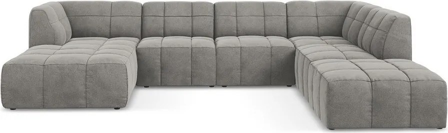 Сив кадифен ъглов диван (U форма) Aloha – Makamii