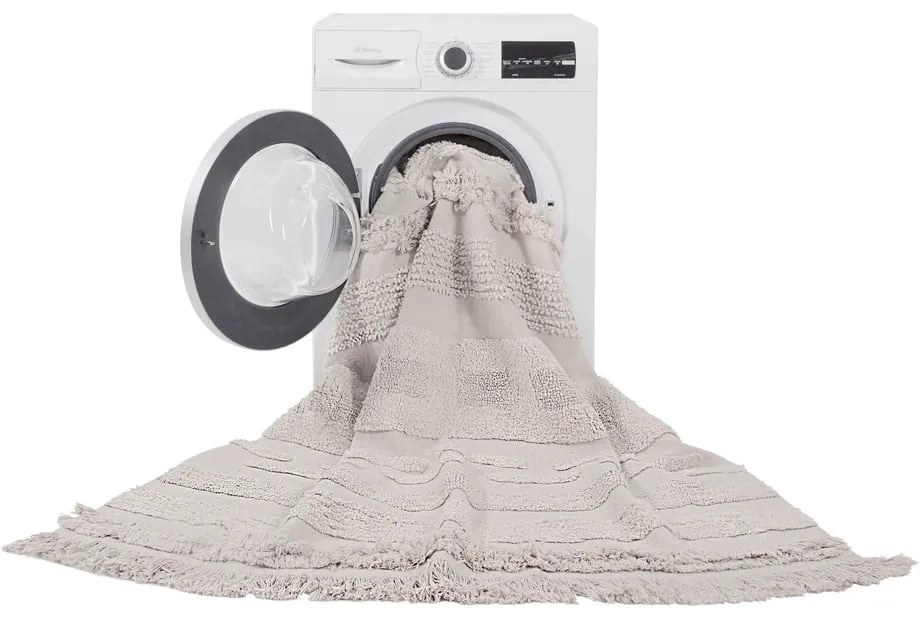 Светлосив и кремав ръчно изработен памучен килим подходящ за пране 140x200 cm Air Natural – Lorena Canals