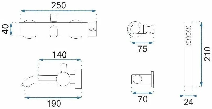 Смесител за вана Rea Lungo Grip Brush Copper