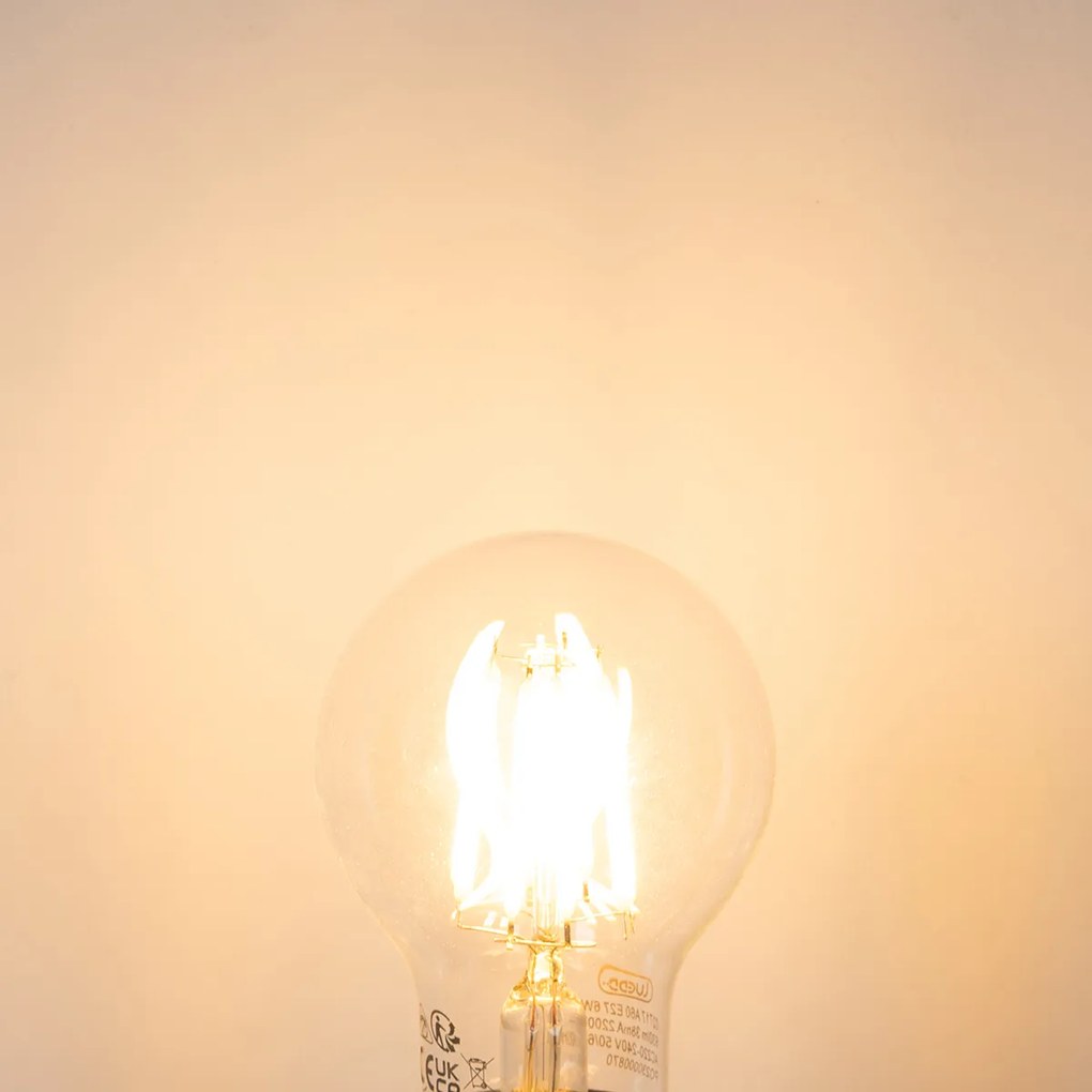 Комплект от 5 LED крушки E27 A60 прозрачни 6W 630lm 2200K