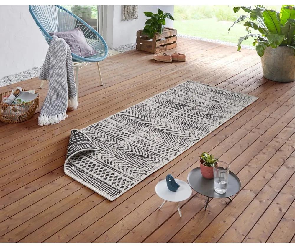 Черно-кремав килим за открито , 80 x 250 cm Biri - NORTHRUGS