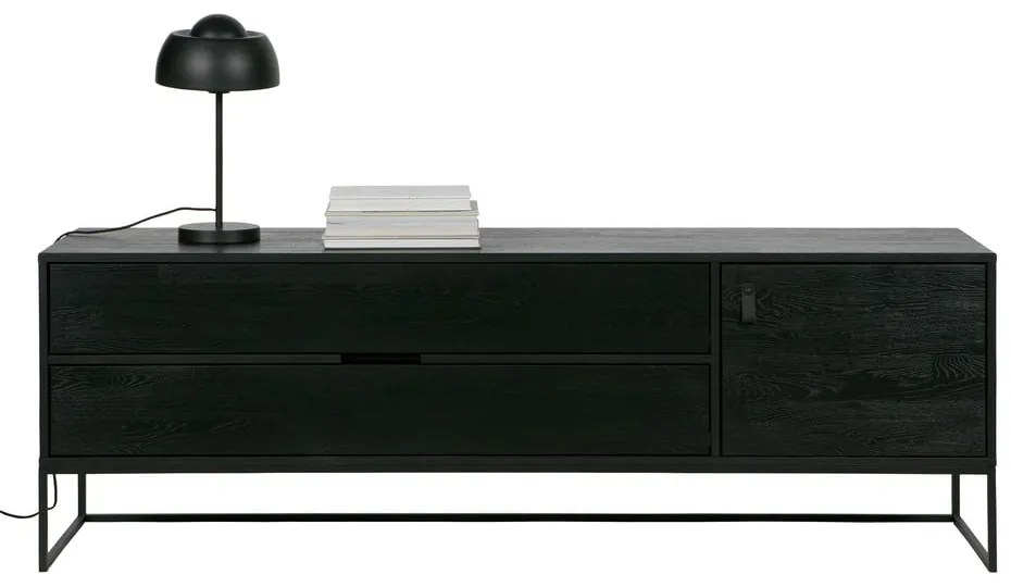 Черна маса за телевизор от масивен ясен 180x61x44 cm Silas – WOOOD